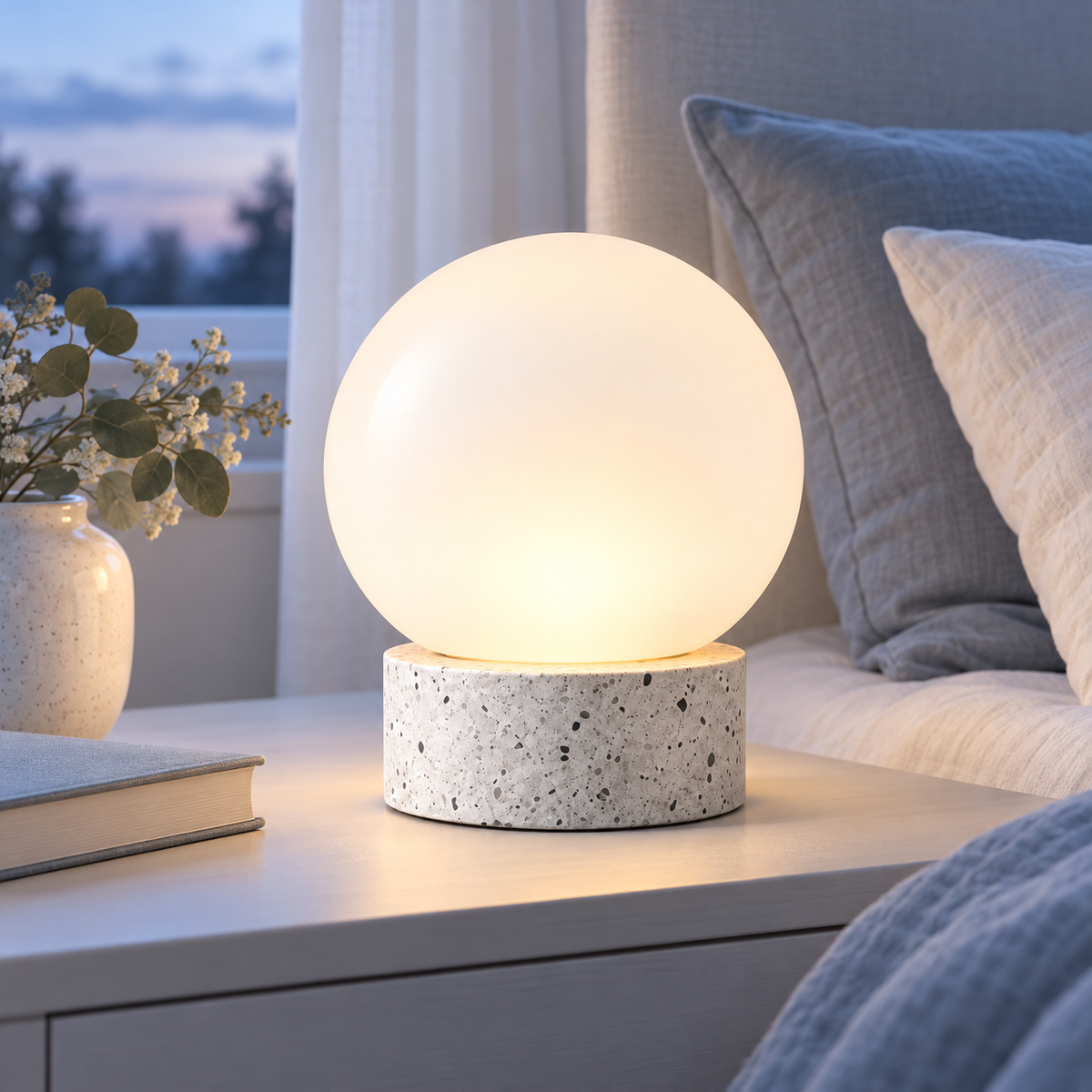 Lumerqo Cloud Orb Table Lamp — home setting